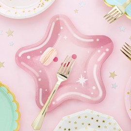 Cheerland Rainbow - Plato de papel desechable holográfico en forma de estrella