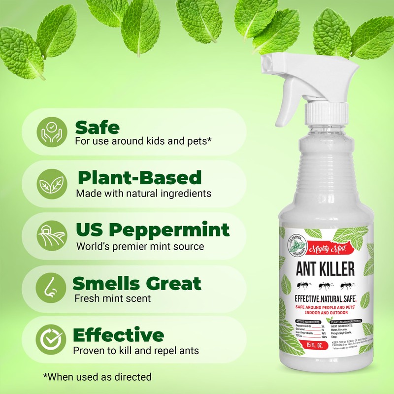 Mighty Mint Peppermint Oil Ant Killer Spray – Natural Ant