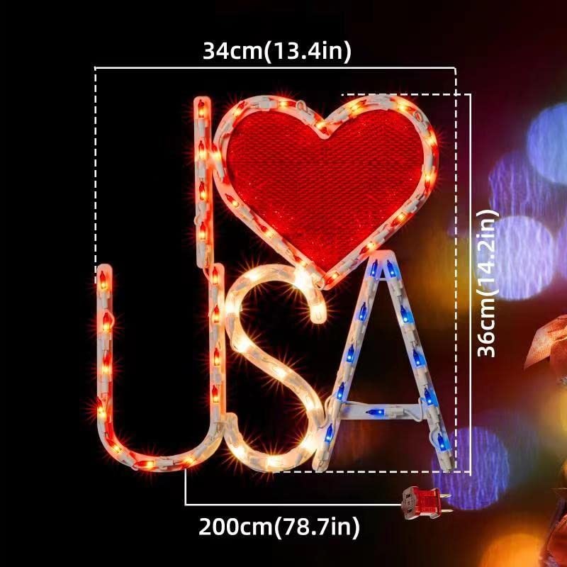 GLOWNOVA 50L Lighted Red, White and Blue Patriotic Window Silhouette