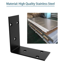 Black Stainless Steel Shelf Bracket,Joint Right Angle Bracket,L Shape Heavy Duty Metal Corner Brace Shelf Supporter for Wood Aufuga (16, 3.4x3.4x2")