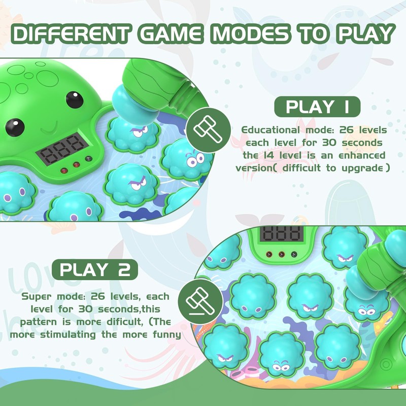 JOYBLI Octopus Vitality Strike Game, Educational Musical Whack-A-Mole Toy with