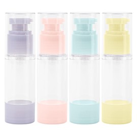 Framendino, 4 Pack Airless Pump Bottles Set 1oz 30ml Refillable Lotion Dispenser Travel Size Foundation Containers for Shampoo Liquid