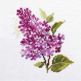 Lilac Branch Cross-Stitch kit on Aida 14 Count Canvas. Monochrome Little kit. Easy & Fast Cross Stitch kit by Alisa 0-138