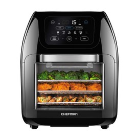 CHEFMAN Multifunctional Digital Air Fryer+ Rotisserie, Dehydrator, Convection Oven, 17 Touch Screen Presets Fry, Roast, Dehydrate, Bake, XL 10L Family Size, Auto Shutoff, Large Easy-View Window, Black