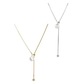 [Aristal] パールロングネックレス【装いを上品に格上げ】 レディース チェーンネックレス 2色セット 結婚式 卒業式 フォーマル アクセサリー