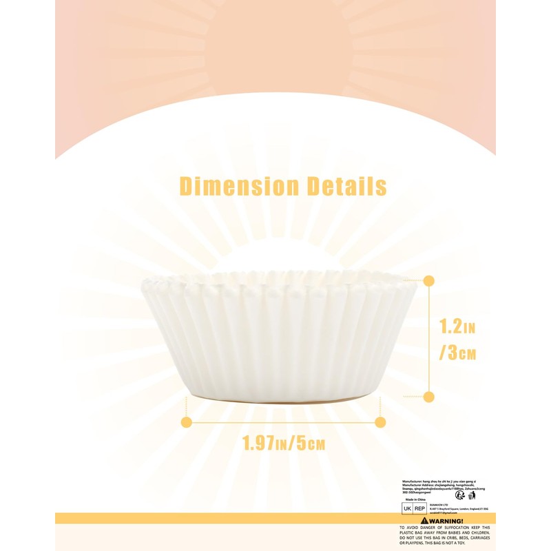 Gcardist 500-Count White Cupcake Liners Muffin Linner No Smell, Food