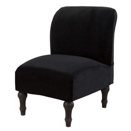 JIAN YA NA Armless Accent Chair Cover, Stretch Armless Chair Slipcover Velvet Armless Chair Covers Slipper Chair Slipcover Furniture Protector Covers for Living Room Bedroom(Velvet, Black)