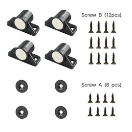 Sunivaca Magnetic Door Catch, 4 Pack Cabinet Magnetic Catch, Neodymium Cabinet Door Magnets - Gun Metal