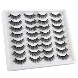 JIMIRE 16 Pairs Cat Eye False Eyelashes Fluffy Natural Fake Lashes 3D Volume Lashes Pack for Cat-Eye Look | JIMIRE