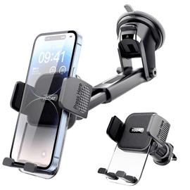 YOZAT Phone Holder for Your Car SUVs Truck Van Cell Phone Stand Upgraded Suction Cup 3 in 1 Universal Phone Mount for Dashboard Windshield Air Vent Phone Mount Compatible with All Smartphones