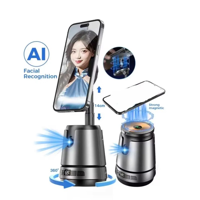 360° Rotating Magnetic Phone Holder Stand AI Smart Tracking Strong