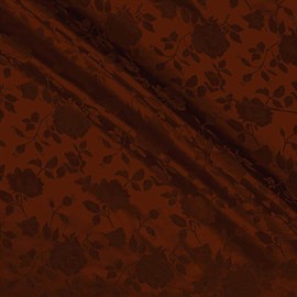The Fabric Exchange Rose Satin Brocade Jacquard Fabric, 58 Inches Wide - Brown - Sold by The Yard