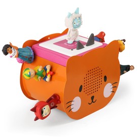 Xozoyo Tonie Cat Shelf, Fully Magnetic Toniebox Shelf, Holds 25-35 Figures + Boxes, Toniebox Wall Shelf, Storage Shelf for Nursery (Cute Cat)