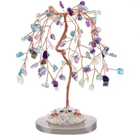 ZHIYUXI Fluorite Crystals Tree Gifts for Women Men Home Decor Desk Accessories Gemstones Trees of Life Reiki Positive Energy Success Lucky
