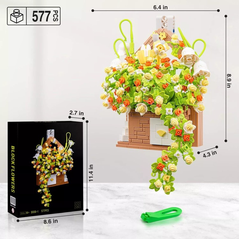 Sathibi Flower Bouquet Building Set with LED Light/Home & Wall