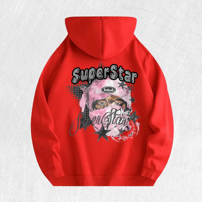 SuperStar Graphic Hoodie 100% Cotton US Warehouse 6 ColorsColor: Army