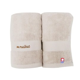 Melket Imabari Room Drying Honor Student, Slim Bath Towel, Thin, Hangs on Hangers, Quick Drying, Water Absorbent, Gauze Towel, Room Drying, Made in Japan, Beige, 2 Pieces