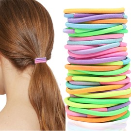50PCS Hair Ties Ponytail Holders Elastic Hair Rubber Bands Bulk No Damage for Girls and Women's Thin or Thick Hair（Light color）