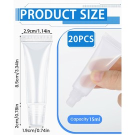 BARRU Empty Tubes Lip Gloss Tubes Empty Refillable Tubes Clear Cosmetic Container for Shampoo, Shower Gel, Lip Gloss, Lip Balm, Lotion, Body Lotion 15 ml, Pack of 30