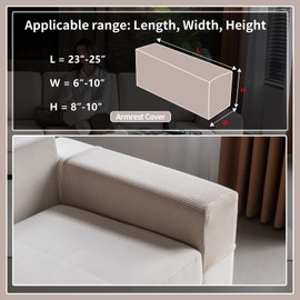 OHSIO Stretch Sofa Covers for Sectional Couch – Soft Washable Sofa Slipcovers 2 3 4 Seater, Pet-Friendly, Anti-Slip Furniture Protector(1 Piece Armrest Sofa Cover, Light Brown)