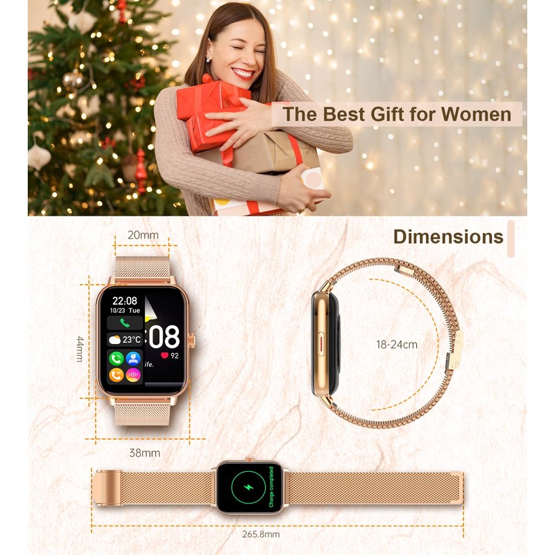 SOGRACE Reloj inteligente para mujer con llamada blutooth