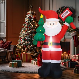6 FT Christmas Inflatable Santa Claus Outdoor Decorations with Built-In LEDs, Blow-Up Santa for Yard Decorations, Inflatable Xmas Decorations for Christmas Indoor, Outdoor, Garden, Lawn, Winter Decor.