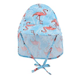 Malaxlx Baby Sun Hat Infant Toddler Cute Flamingo Sky Blue Print Sun Protection Hat Summer Outdoor Beach Hats Adjustable Flap Cap for 3-18 Months Boys Girls
