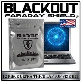 Faraday Cage EMP BLACKOUT Bags Premium Ultra Thick 12pc Prepping Kit Extra Large 15" X 18"
