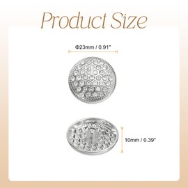 HARFINGTON 10pcs Metal Round Buttons 23mm Alloy Shank Rhinestone Sewing Craft Replacement Buttons for Clothing Decoration DIY Accessories, White