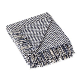 DII California Casual Houndstooth Woven Throw, French Blue, 50x60