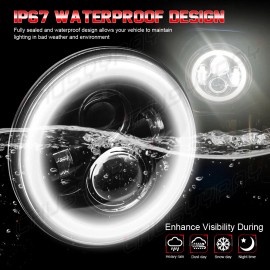 CHUSYYRAY Front 7" LED Headlights+ 4" Driving Fog Lights for Jeep Wrangler JK TJ 1997-2018