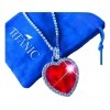 Dtup Collar Corazón Rojo Rubí Titanic Cadena Circonios Plata 925