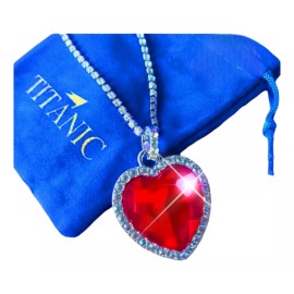 Dtup Collar Corazón Rojo Rubí Titanic Cadena Circonios Plata 925