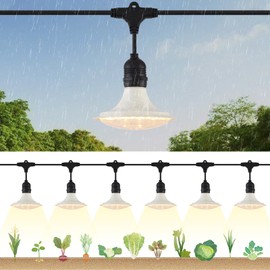 PuxiGrow Outdoor LED Grow Lights, Waterproof String Grow Light, Full Spectrum Plant Growing Lights with 22Ft Cord, 6 Lights for Outdoor, Greenhouse Planting, Rainproof and Windproof