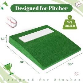 Timgle Portable Pitching Mound Baseball Pitching Mound Mobile Youth Training Pitchers Mound for Indoor and Outdoor Baseball Pitching Training and Practice 30 x 30 x 4 Inch (Green)