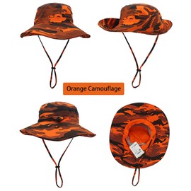 QOHNK Boonie Hats for Men Women Wide Brim Sun Hats Outdoor Sun UV Protection Fisherman Hat Big Head Fishing Camo Bucket Hats