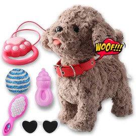 Walking Barking Dog Toy Singing Puppy Set, Repeat What You Say Teddy with Control Leash Electronic Dog, Touch or Voice Control Realistic Robot Musical Dancing Animated Plush Pet for Toddler