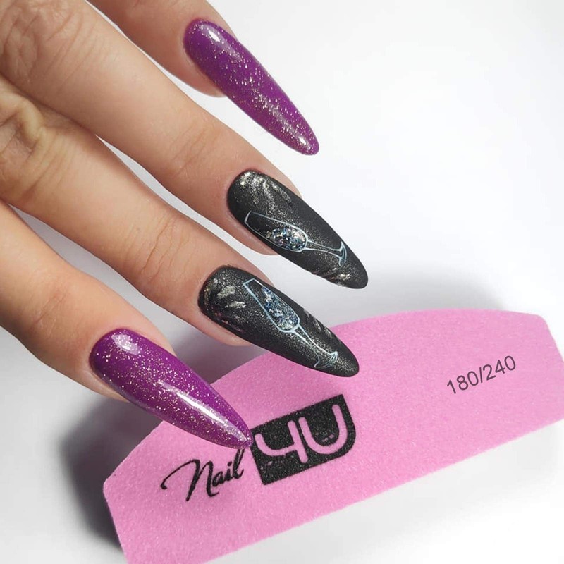 2Pcs Nail Buffers Half Moon Shape Double Sided 180/240 grit