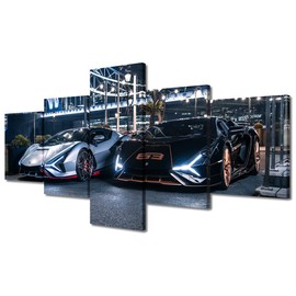 TUMOVO Supercar Speed Car Canvas Wall Art Luxury Car Wall Art for Living Room Sports Car Pictures for Bedroom Modern Home Decor Office Bathroom Decorations Artwork Framed Ready to Hang, 50" Wx24 H