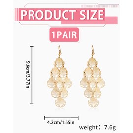 BARRU 1 Pair Fan Earrings - Gold Women's Pearl Earrings Delicate Pearl Stud Earrings for Women Cartilage for Girls Hypoallergenic Earrings 18K Gold-Plated Fashion Jewellery for Women and Girls