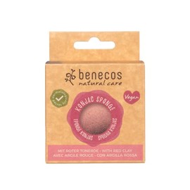 benecos - natural beauty - Konjac Sponge - red clay - 100% biologisch abbaubar, B09436, Rot, 1 Sponge