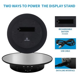 JAYEGT Motorized Rotating Display Stand, 7.87inch /17.6lbs Load, 360 Degree Electric Rotating Turntable for Photography Products, Jewelry, Cake,3D Model , Mirror Cover (Black/Button Control)