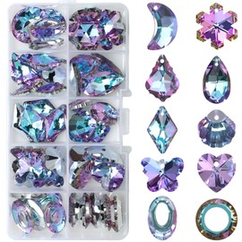 QIKAIDE 50 Pcs Crystal Suncatcher Beads Kit Colorful Prism Crystal Chandelier Parts Purple Replacement Large Glass Beads Suncatchers for Window Hanging Garden DIY Lamp Pendant Supplies Decoration Ornament