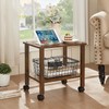 YUFAM 2 Tier Printer Stand with Storage,Under Desk Shelf Printer