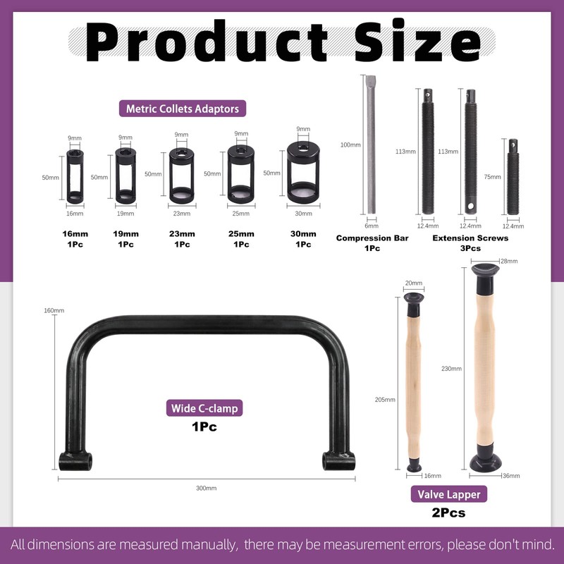 Swpeet 13Pcs Black Valve Spring Compressor Tools Assortment Kit, Including