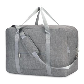 Carry on luaggage 22x14x9 Airlines Approved Foldable Carry on Bag Travel Duffel Packable Duffle Overnight for Women and Men 40L (Grey)