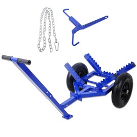 FRITHJILL 440 LBS Capacity Heavy-Duty Log Dolly with 16" Pneumatic Tires, Firewood Cart with Load Binder and Chocker Chain, Blue
