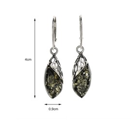 Amber Earrings Modern Green Earrings Set in 925/000 Sterling Silver, 925/000 sterling silver Baltic Amber, Amber
