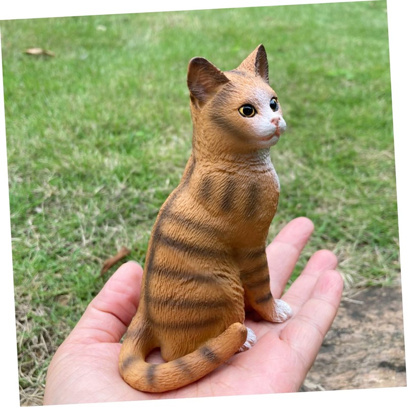 Kisangel Lifelike Kitten Statue Creative Cat Model Ornament for Cognitive