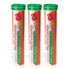 German Multivitamin + Mineralien Drink Effervescent Tablets 60 Servings Pomegranate Flavour – 10 Vitamins + 2 Minerals – Made in Germany